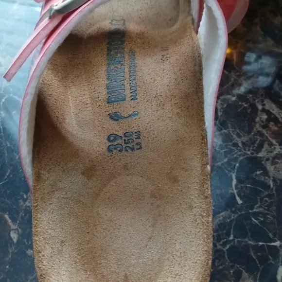 Birkenstock Patent Leather 'Yao Pink 'Arizona Birken Sandals Size 39 EU Narrow