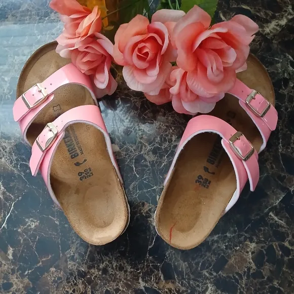Birkenstock Patent Leather 'Yao Pink 'Arizona Birken Sandals Size 39 EU Narrow