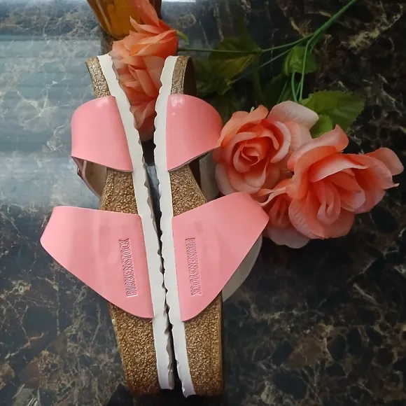 Birkenstock Patent Leather 'Yao Pink 'Arizona Birken Sandals Size 39 EU Narrow