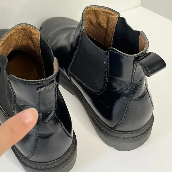 Birkenstock Stalon Chelsea Ankle Boot Size 8 Black Polished Leather Chunky Sole
