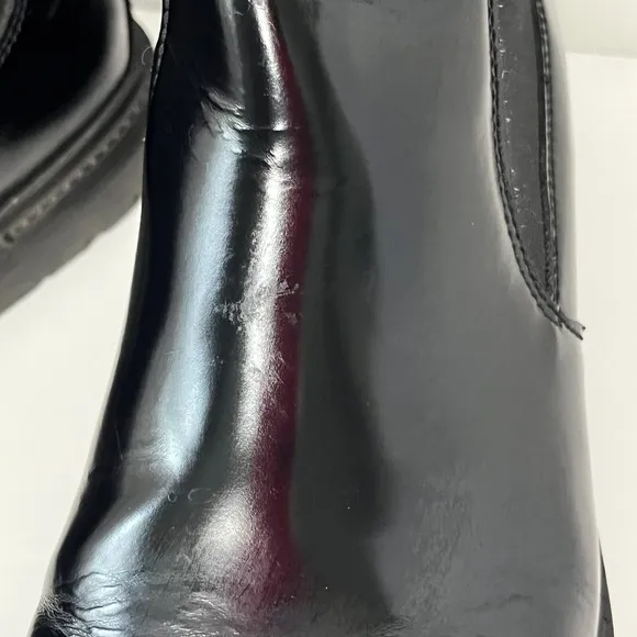 Birkenstock Stalon Chelsea Ankle Boot Size 8 Black Polished Leather Chunky Sole