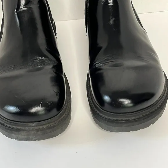 Birkenstock Stalon Chelsea Ankle Boot Size 8 Black Polished Leather Chunky Sole