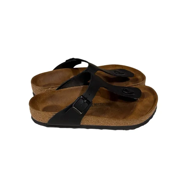 Birkenstock Women’s GizehOiled Leather - Black Thong Sandals Size 7