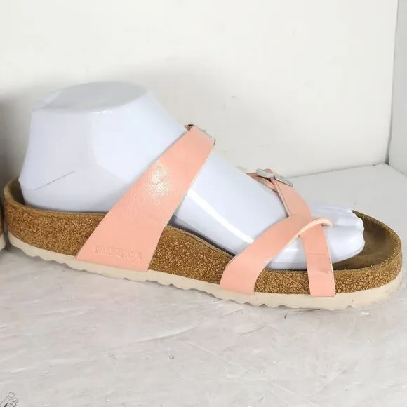 Birkenstock Women's Mayari US6 EU37 BirkoFlor Coral Peach Strappy Slide sandals
