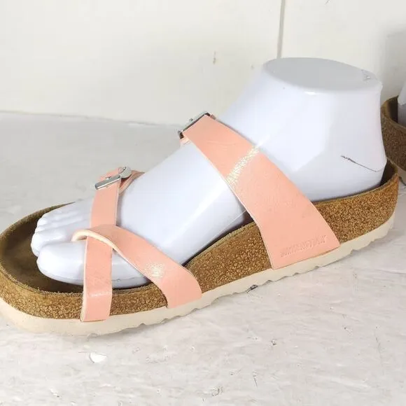 Birkenstock Women's Mayari US6 EU37 BirkoFlor Coral Peach Strappy Slide sandals