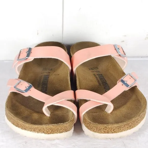 Birkenstock Women's Mayari US6 EU37 BirkoFlor Coral Peach Strappy Slide sandals