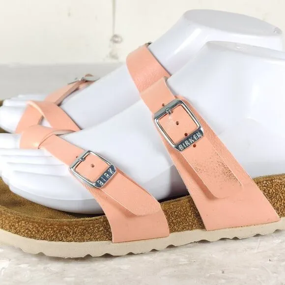 Birkenstock Women's Mayari US6 EU37 BirkoFlor Coral Peach Strappy Slide sandals
