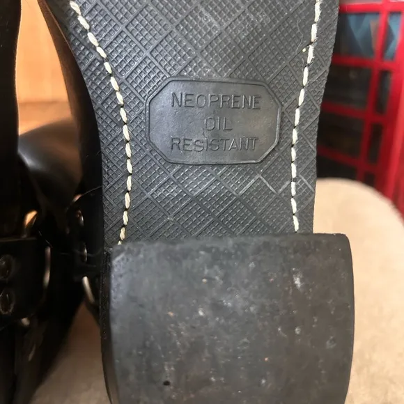 Black Cowboy Boots with Harness Strap and Sturdy Sole