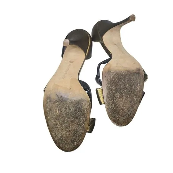 Black Gold Manolo Blahnik Open toe sandals sz 36.5 /6
