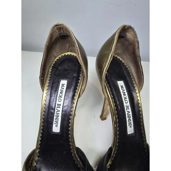 Black Gold Manolo Blahnik Open toe sandals sz 36.5 /6