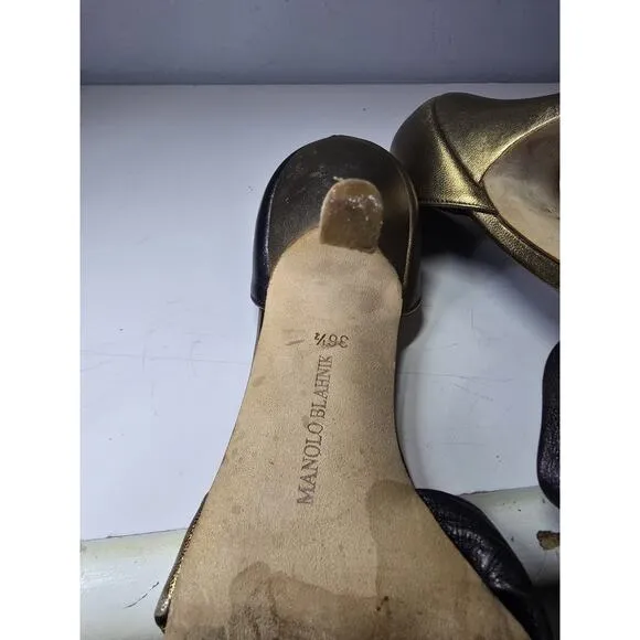Black Gold Manolo Blahnik Open toe sandals sz 36.5 /6