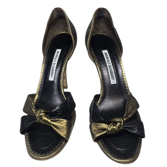 Black Gold Manolo Blahnik Open toe sandals sz 36.5 /6