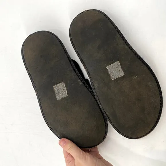 Black Leather Chunky Slide Sandals Free people