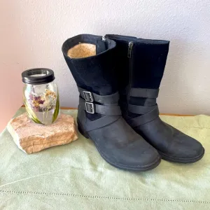 Black mid calf Leather Ugg boots. Size 8.5