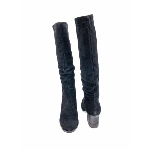 Blondo Waterproof Black Slouchy Nadeen Suede Knee High Tall Heeled Boots 10