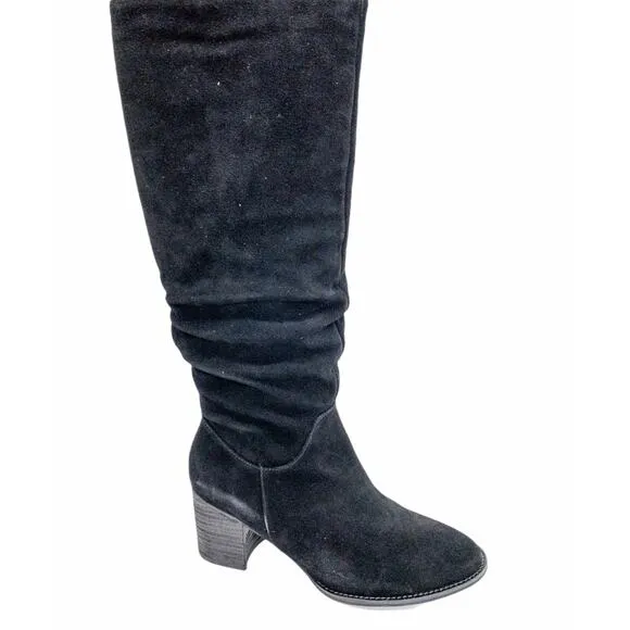 Blondo Waterproof Black Slouchy Nadeen Suede Knee High Tall Heeled Boots 10