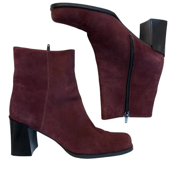BLOOMINGDALE'S Sandra Suede Side Zip Ankle Boots - Size 8 M