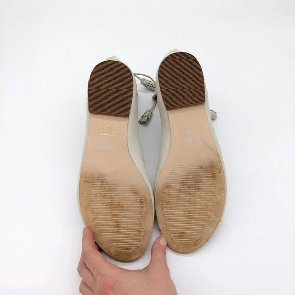 Boden Ivory Leather Open Toe Lace Up Tassel Sandal Flats Size 39