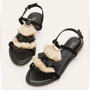 Boden Sarah black fringe sandals Size 42 or 10 1/2