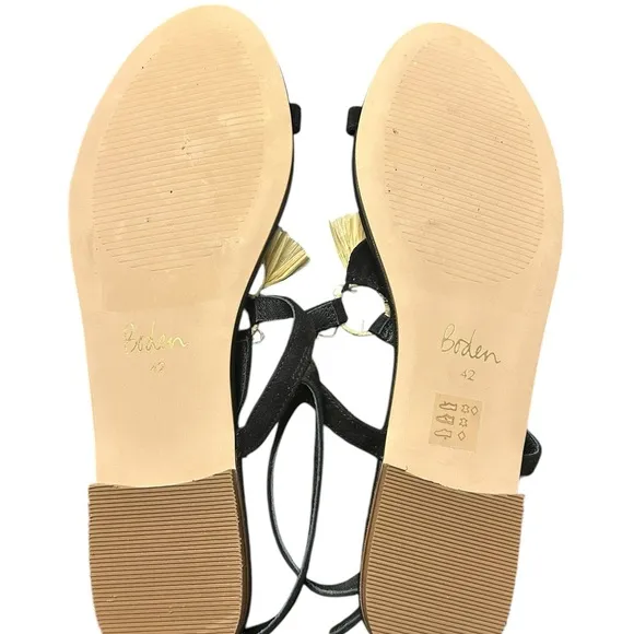 Boden Sarah black fringe sandals Size 42 or 10 1/2