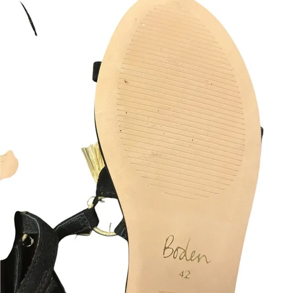 Boden Sarah black fringe sandals Size 42 or 10 1/2