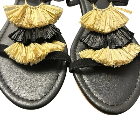 Boden Sarah black fringe sandals Size 42 or 10 1/2