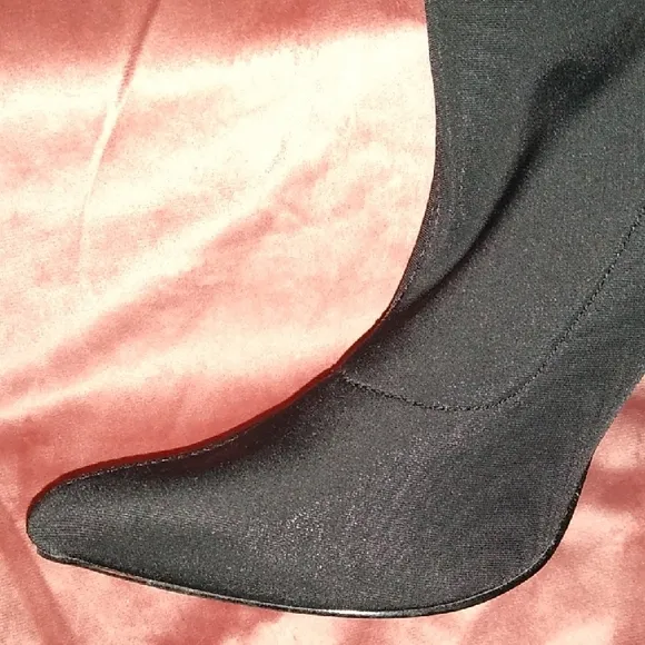 BOGO Qupid Stretchy Black Over the Knee Boots Chunky Heel Y2K Tall Glam Boot