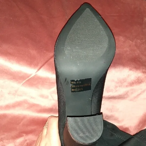 BOGO Qupid Stretchy Black Over the Knee Boots Chunky Heel Y2K Tall Glam Boot