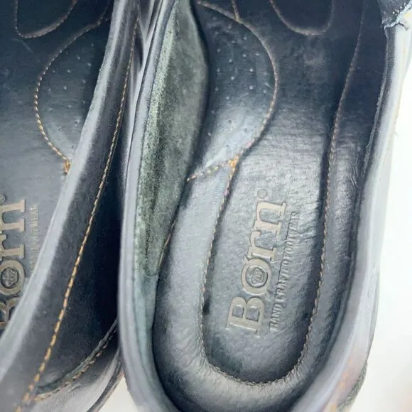 BORN Brompton Caleb Leather Loafers Men Size 11.5 Black Slip On Driving Moccasin