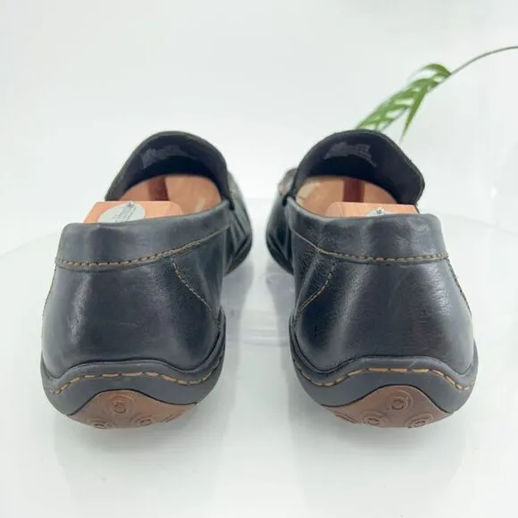 BORN Brompton Caleb Leather Loafers Men Size 11.5 Black Slip On Driving Moccasin