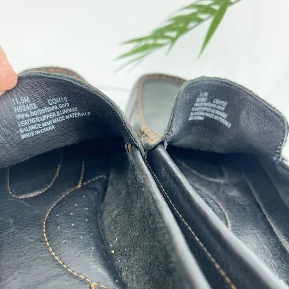 BORN Brompton Caleb Leather Loafers Men Size 11.5 Black Slip On Driving Moccasin