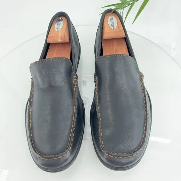 BORN Brompton Caleb Leather Loafers Men Size 11.5 Black Slip On Driving Moccasin