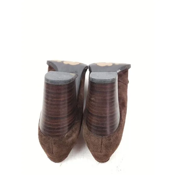 Born Brown Suede Comfort Penny Loafers Womens Chunky Heels Size 7.5