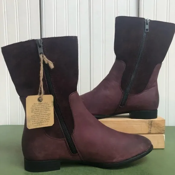 Born Elma Midcalf Combo Boots in Burgundy