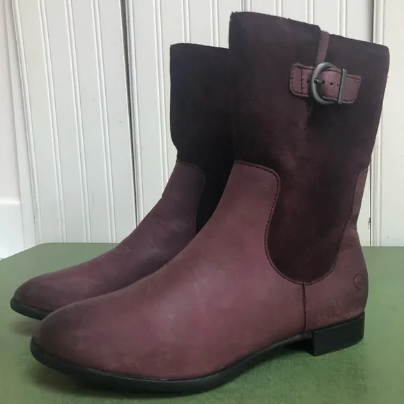 Born Elma Midcalf Combo Boots in Burgundy