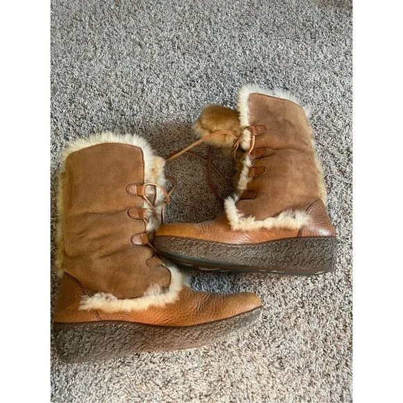 Born Footwear Leather Lace Up Mid Calf Boot