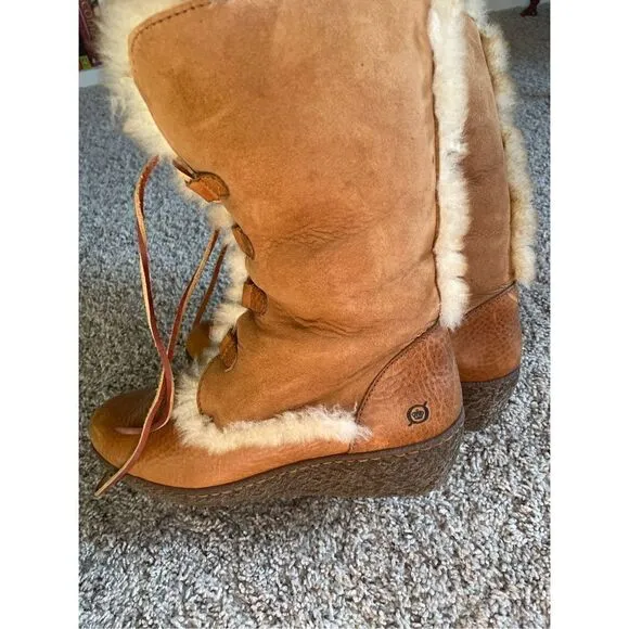 Born Footwear Leather Lace Up Mid Calf Boot