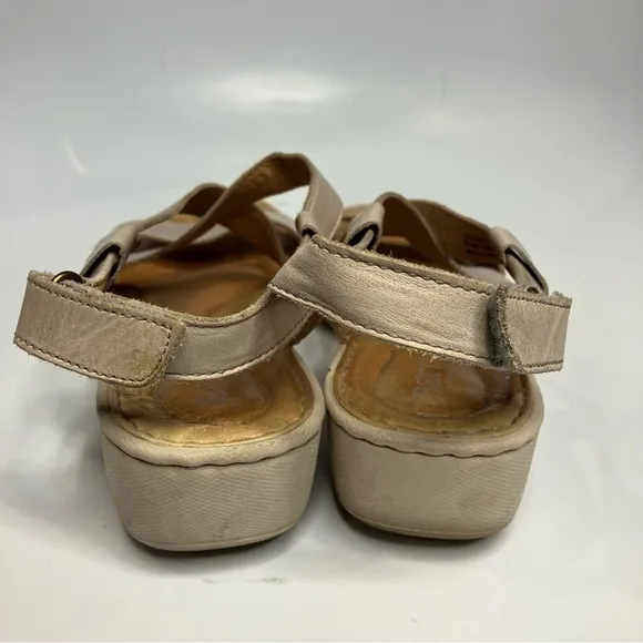 Born Idella wedge leather sandals tan size 9