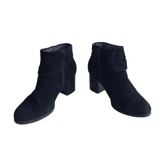 Born Mauvide Suede Ankle Booties Size 8.5 Tassel Chunky Block Heels Boots F11709