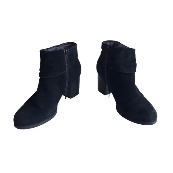 Born Mauvide Suede Ankle Booties Size 8.5 Tassel Chunky Block Heels Boots F11709