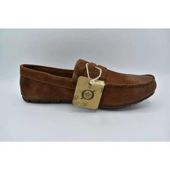 Born Men Size 9.5 Andes Rust Distressed Full Grain Leather Moc Toe Penny Loafers