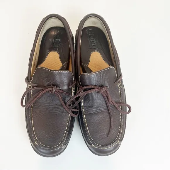 BORN Men’s Brown Laced Leather Driving Loafers Moccasins Size 9