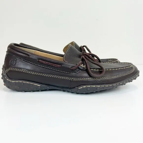 BORN Men’s Brown Laced Leather Driving Loafers Moccasins Size 9