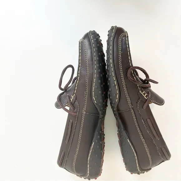 BORN Men’s Brown Laced Leather Driving Loafers Moccasins Size 9