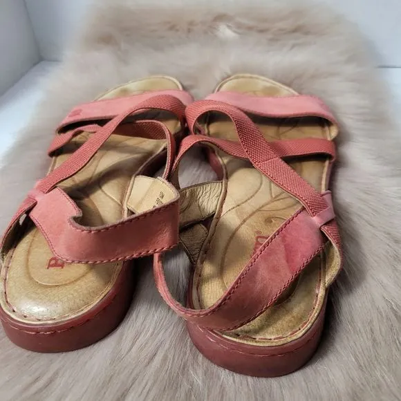 Born Elastic Strap Leather Sling Back Sandals Red Size 10