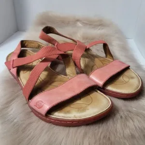 Born Elastic Strap Leather Sling Back Sandals Red Size 10