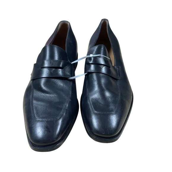 Boss Derrek Apron Toe Penny Loafers Black Leather Men's Size 10 EUC