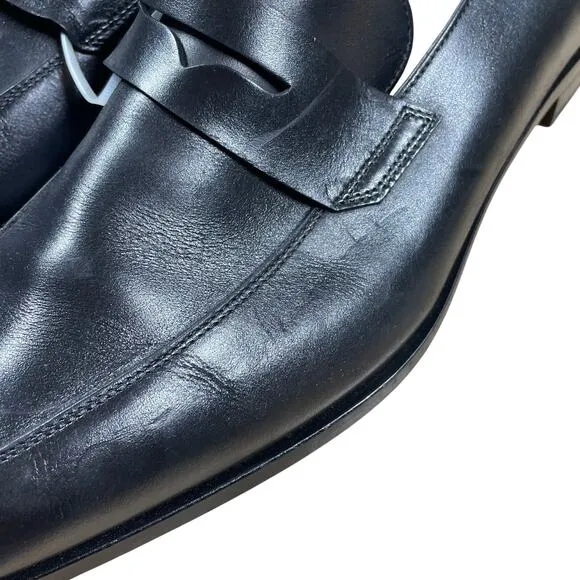 Boss Derrek Apron Toe Penny Loafers Black Leather Men's Size 10 EUC