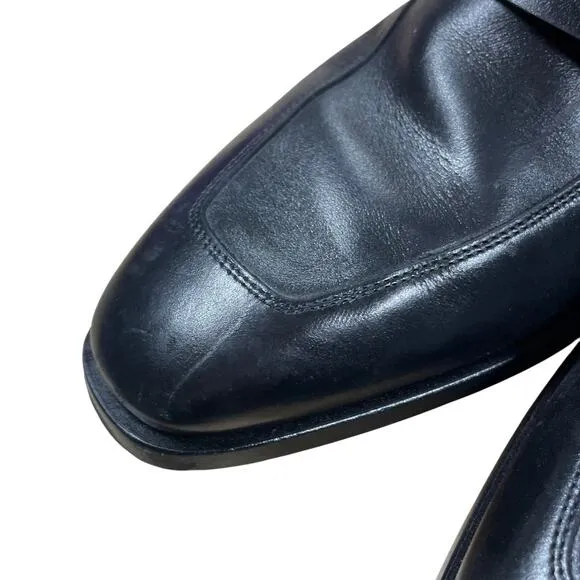 Boss Derrek Apron Toe Penny Loafers Black Leather Men's Size 10 EUC