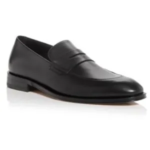 Boss Derrek Apron Toe Penny Loafers Black Leather Men's Size 10 EUC
